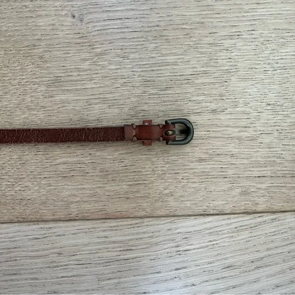 A&F Brown Leather Belt with Bronze Hardware - 35” Abercrombie & Fitch Tan Leather Belt Chunky Brass Buckle – Newd main image 4